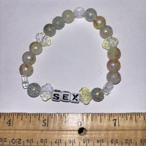 Multicolor “Sex” Bracelet Adult Humor Beaded Handmade Naughty Accessories - Picture 3 of 3